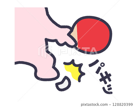 踩到乒乓球的兔子插圖（線畫，彩色） 128820399