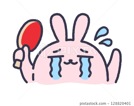 哭泣的乒乓球兔子插圖（線條畫上色） 128820401