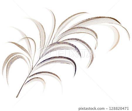 Watercolor Palm Leaf Branch On White Background Watercolor Palm Leaf Branch On White Background 128820471
