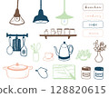 Simple cafe kitchen icon set 128820615