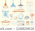 Simple cafe kitchen icon set 128820616