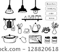 Simple cafe kitchen icon set 128820618
