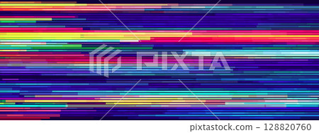 Gamer glitch background with pixel cyberpunk effects and digital screen distortion. Abstract blue noise patterns and static overlays for video game art. Retrowave light effects with geometric shapes. 128820760