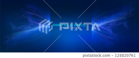 Tech speed line abstract background with fiber optic light and data network connections. Futuristic 5G wave concept for cityscapes and global internet communications. Digital vector illustration. 128820761