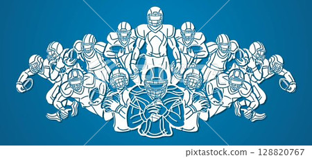 Silhouette Group of American Football Players Mix Action Cartoon Sport Graphic Vector Silhouette Group of American Football Players Mix Action Cartoon Sport Graphic Vector 128820767