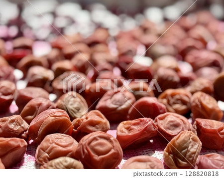 Umeboshi being dried in the sun Umeboshi being dried in the sun 128820818