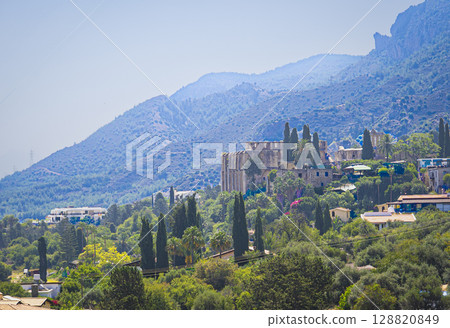 Photo of the Bella Pais Monastery and the Kyrenia Mountains in the Turkish Republic of Northern Cyprus 128820849