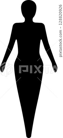 Futuristic female icon with arms slightly open to the left and right 128820926