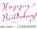 用粉紅色草寫的生日快樂 128820949