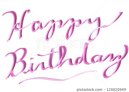 用粉紅色草寫的生日快樂 128820949