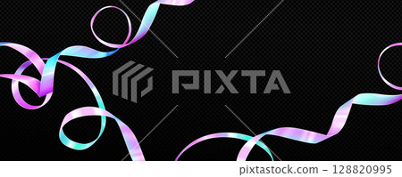 Holographic tape ribbons frame Holographic tape ribbons frame 128820995
