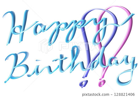Happy birthday written in blue cursive Happy birthday written in blue cursive 128821406