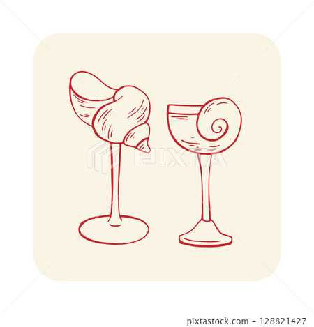 Vector red glas with red whimsical bow and cherry Vector red glas with red whimsical bow and cherry 128821427