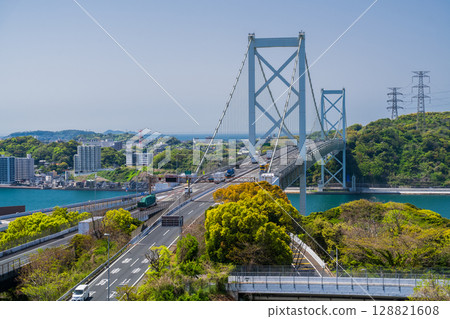 福岡縣關門橋和布刈公園的景色 128821608
