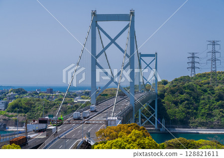 福岡縣關門橋和布刈公園的景色 福岡縣關門橋和布刈公園的景色 128821611