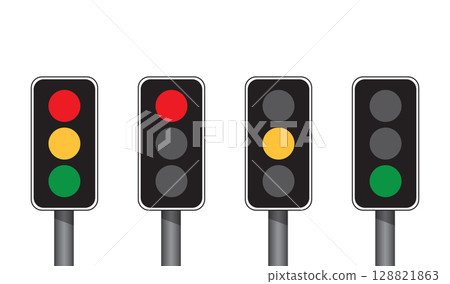 set of traffic light symbols isolated vector illustration 128821863