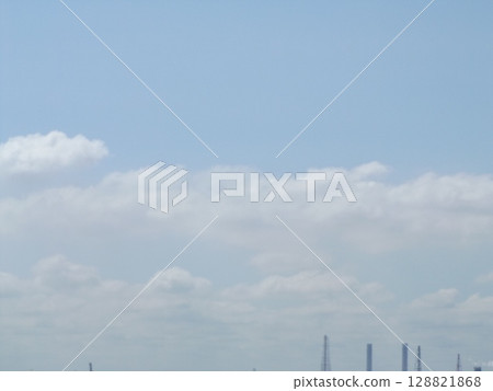White clouds and blue sky at Kemigawa beach White clouds and blue sky at Kemigawa beach 128821868
