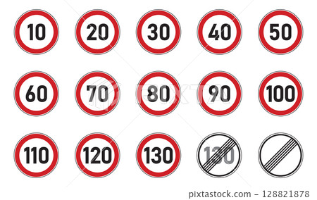 traffic signs set speed limit isolated vector illustration 128821878