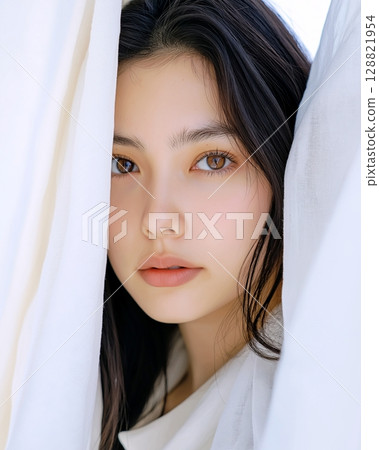 Beautiful white-skinned woman "AI generated image" 128821954