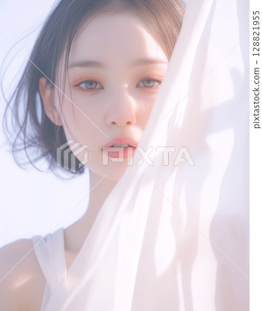 Beautiful white-skinned woman "AI generated image" 128821955