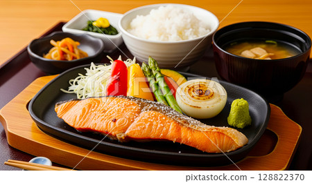 美味的烤魚套餐 128822370