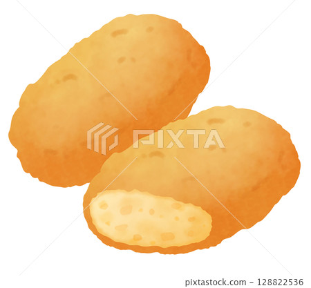 切開後露出內部的炸丸子插圖 128822536