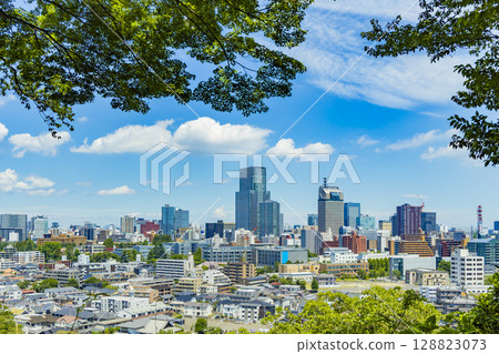 Panoramic view of Sendai city in early summer Panoramic view of Sendai city in early summer 128823073