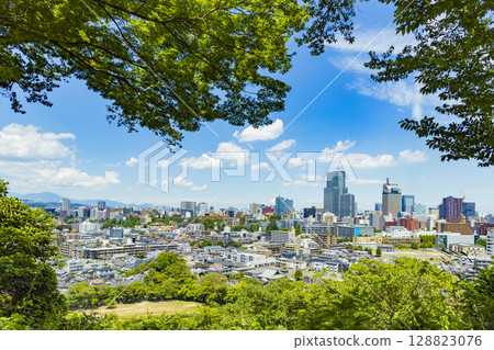 Panoramic view of Sendai city in early summer 128823076