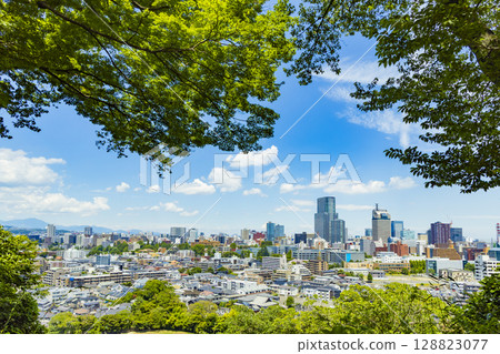 Panoramic view of Sendai city in early summer Panoramic view of Sendai city in early summer 128823077