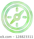 Summer adventure compass mountain climbing camping friendly ecology icon design symbol stamp watercolor 128823311