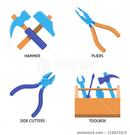 Repair tools flat icon set 128823825