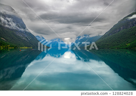 lovatnet lake Beautiful Nature Norway. 128824028