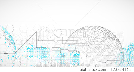 Science and technology background using hexagon and sphere shapes. Vector. 128824143