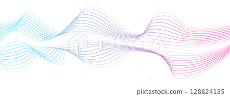 Abstract gradient colorful wave line element. Vector wave with blend lines . Curved wavy line, smooth band. Dynamic sound wave. Digital frequency track equaliser Abstract gradient colorful wave line element. Vector wave with blend lines . Curved wavy line, smooth band. Dynamic sound wave. Digital frequency track equaliser 128824185