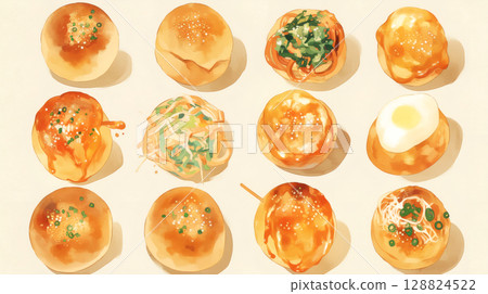 Various takoyaki 128824522