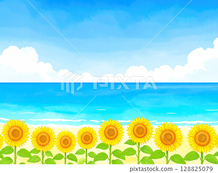 向日葵，大海，藍天 128825079