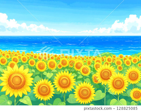 向日葵,大海,藍天 向日葵,大海,藍天 128825085