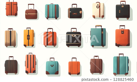 Illustration of various suitcases 128825460
