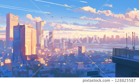 Cityscape wrapped in fog Cityscape wrapped in fog 128825587