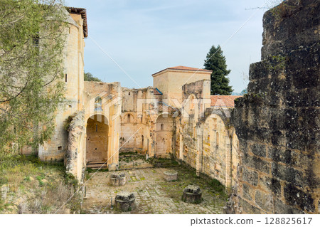 View of the ruins of Monastery of San Pedro de Arlanza in Burgos province, Spain. View of the ruins of Monastery of San Pedro de Arlanza in Burgos province, Spain. 128825617
