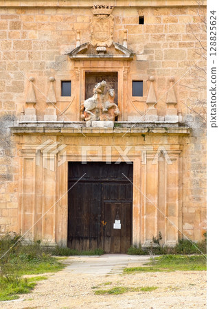 View of the ruins of Monastery of San Pedro de Arlanza in Burgos province, Spain. 128825624