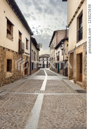 Ancient medieval village of Covarrubias in Burgos Province, Spain. Ancient medieval village of Covarrubias in Burgos Province, Spain. 128825636