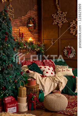 Cozy Christmas Living Room Decor 128825909