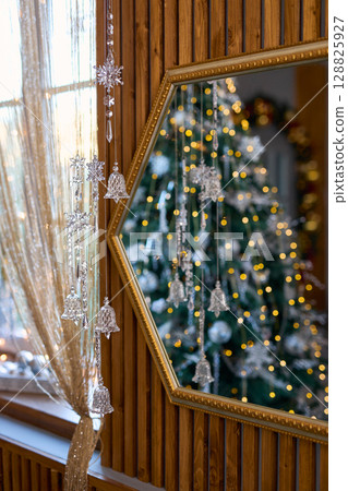 Glass Christmas Decor with Mirror Reflection Glass Christmas Decor with Mirror Reflection 128825927