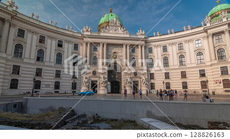 Hofburg palace timelapse hyperlapse in Vienna, Austria. 128826163