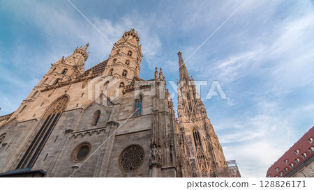 St. Stephen's Cathedral timelapse hyperlapse, the mother church of Roman Catholic Archdiocese of Vienna, Austria 128826171