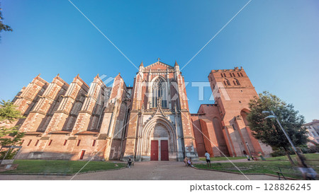 Saint Etienne Cathedral in Toulouse timelapse hyperlapse. France Saint Etienne Cathedral in Toulouse timelapse hyperlapse. France 128826245