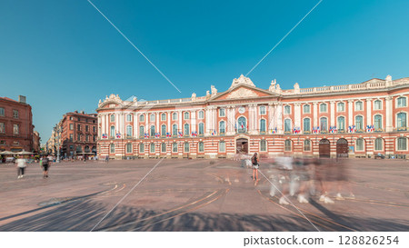 The Capitole de Toulouse timelapse showcases the historic city hall. France 128826254
