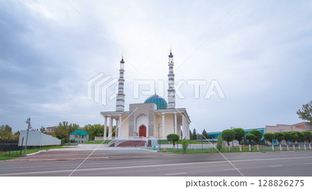 Main mosque with high minarets in Uralsk timelapse hyperlapse. Main mosque with high minarets in Uralsk timelapse hyperlapse. 128826275