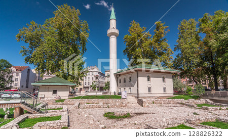 Bakr-babina mosque in Sarajevo timelapse hyperlapse. Bosnia and Herzegovina 128826322